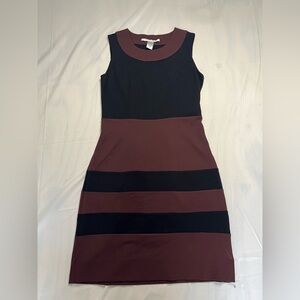 Diane Von Furstenberg Size 8 Sheath Dress Colorblock Sleeveless Black Brown